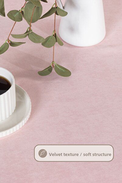 Elart Soft Tablecloth Velvet Rectangular (150X220 cm) Powder