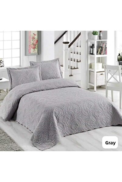 YÜNTEKS Örtüm Ivy Sarmaşık Single Solid Color Bedspread Set Gray