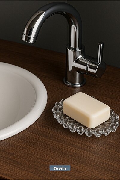 Orvila Διαφανής θήκη σαπουνιού - Στερεό σαπουνάκι από σιλικόνη - Στερεό σαπουνάκι στο περίγραμμα του νεροχύτη