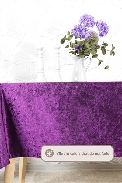 Elart Velvet Tablecloth Rectangular (150X220 cm) Purple