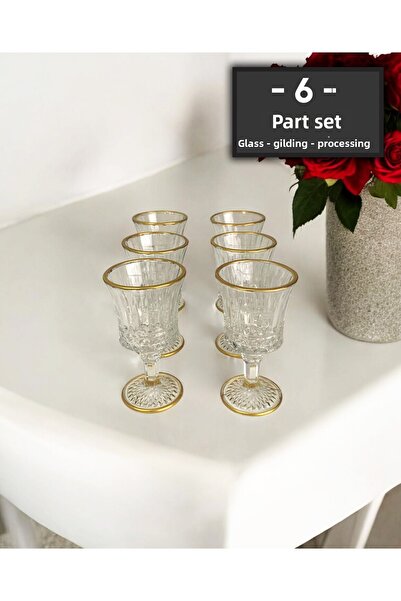 gkzglass home dekor Gilded Elysia Bahamas Set of 6 Coffee Water Glasses with Feet