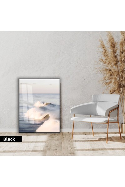 Harikabirev Hari̇kabi̇rev | Soft |   Sea Wave Model | Framed Glass Table Sing...