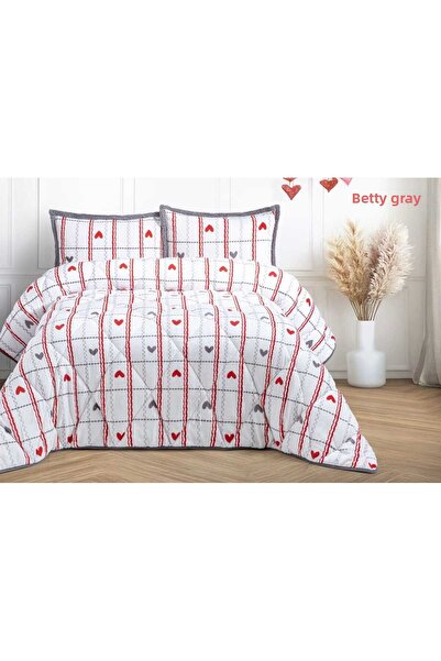 Romans Double Quilt Set Comforter Betty Gray (1 Quilt + 2 Pillowcases)