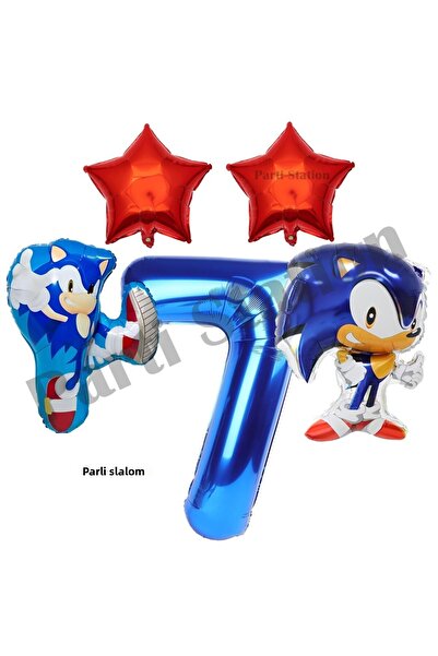 Parti Station Sonic Boom 7 Years Old Navy Blue Number Foil Balloon Set Sonic ...