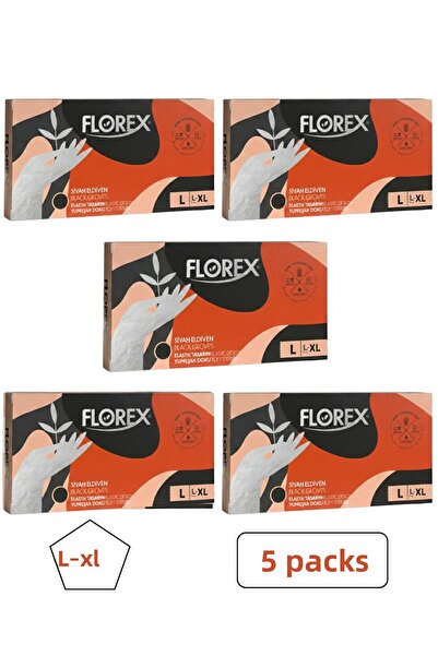 Florex Black Tpe Gloves 100 Pieces Size L-Xl 5 Packs