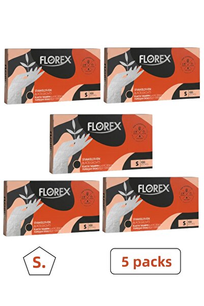 Florex Black Tpe Gloves 100 Pieces Size S 5 Packs