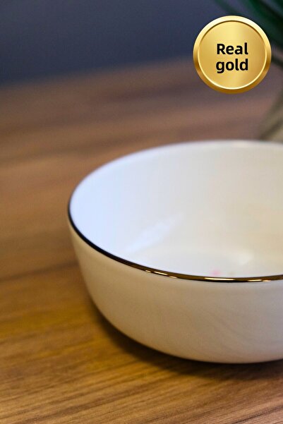 tabakevi Tabak Evi Porcelain Natura Broadcloth Gold Gilded Bowl 13.50X4Cm 460Cc Single