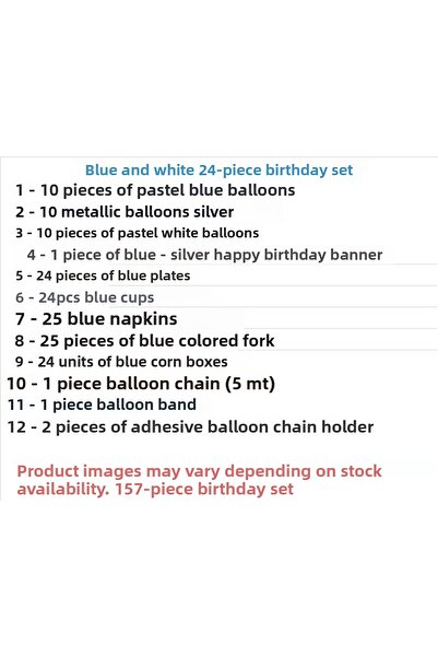 ZENVİVA Blue and White 24-Person Birthday Set