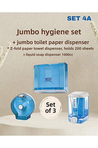 Palex Σετ Υγιεινής Jumbo 3 τεμαχίων Διαφανές Μπλε (Δοχείο υγρού σαπουνιού + Δοχείο τουαλέτας Jumbo + Δοχείο πετσετών Z Fold)