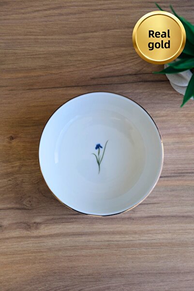tabakevi Tabak Evi Porcelain Natura Iris Gold Gilded Bowl 13.50X4Cm 460Cc Single