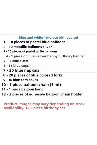 ZENVİVA Blue and White 16-Person Birthday Set