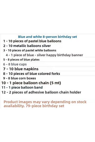 ZENVİVA Blue and White 8-Person Birthday Set