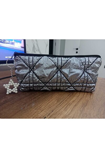 KARAKOÇ Makeup Bag in Silver Shiny Capitolite Looking in 13X26 Size