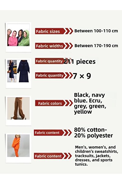 Yiğit Kumaş Set of 3 Yarn Fabrics with Raster, 11 Pcs from 100-110 cm