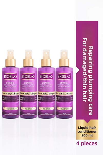 Bioblas Balsam lichid pentru păr cu colagen și keratină 4x200 ml