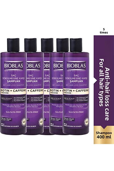 Bioblas Caffeine Arginine Biotin Anti-Hair Loss Shampoo 400 ml 5 Pieces