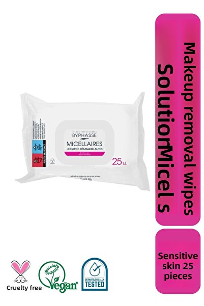 BYPHASSE مناديل إزالة المكياج بماء ميسيلار للبشرة الحساسة 25 قطعة