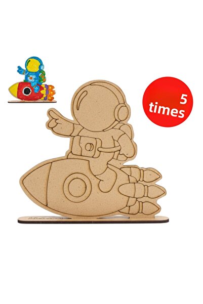 KİDOSE مجموعة تصميم خشبية لرائد الفضاء والصاروخ - نشاط STEM في الحضانة