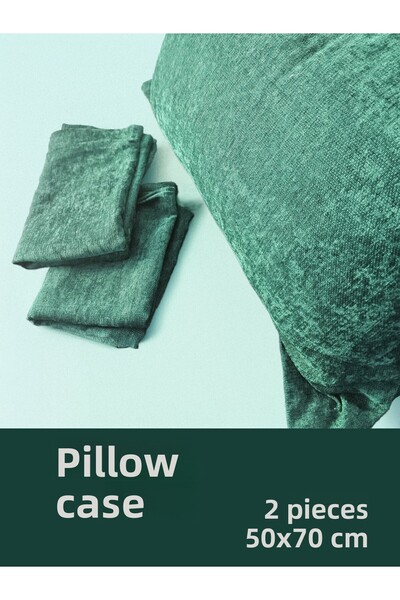 Piyes Home Green Oxford, Soft Textured, Flap Closure, 2 Piece Set Pillowcase