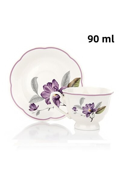 Altabi Turkish Coffee Set for 2 People Porcelain – Purple Floral Pattern |   90 ml
