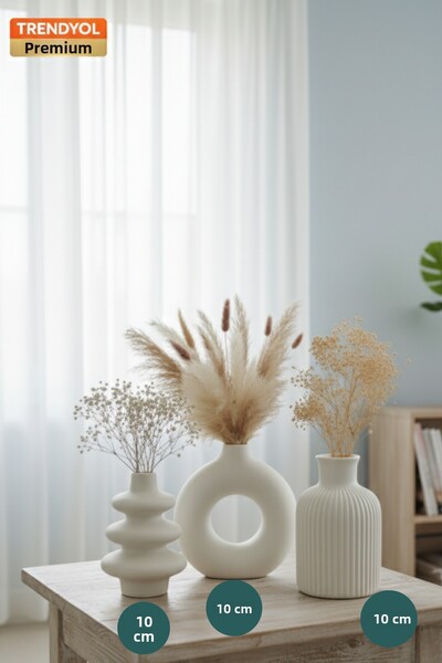 muffag Set de 3 vaze în stil nordic, boeme, cadou Pinterest, set de vaze din pampas, obiecte decorative