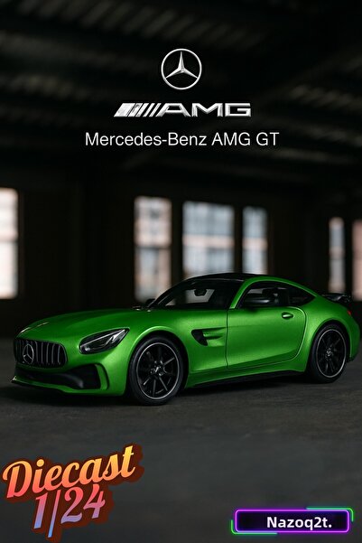 L'eDoren نموذج سيارة مرسيدس-بنز AMG GTR مصبوب بمقياس 1/24 باللون الأخضر، قطعة...