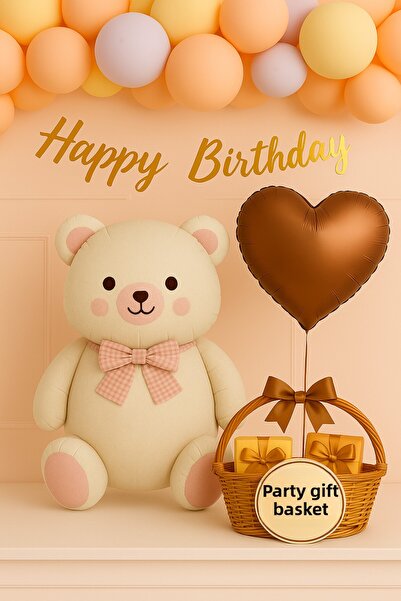 parti hediye sepeti مجموعة بالونات من رقائق الألمنيوم على شكل قلب مع كتابات ذ...