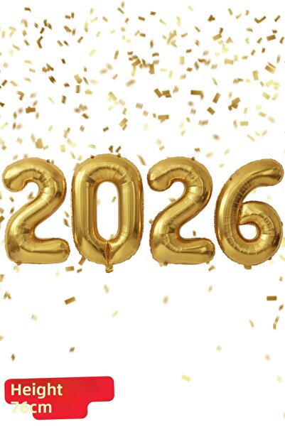 Baloncu Dede 2026 Gold Foil Balloon New Year Foil Balloon Helium Compatible Air Compatible Christmas Ornament