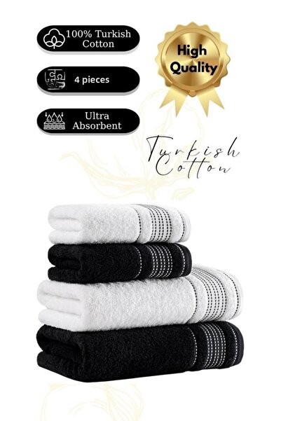 Karna Home طقم مناشف فاخر مكون من 4 قطع من خشب الصنوبر مقاس 50x90/70x140 سم