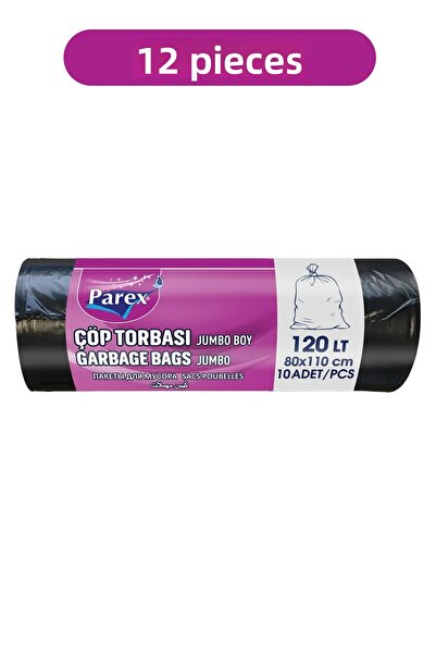 Parex Professional 10-Pack Garbage Bags Jumbo Size 80 X 110 cm Twelve-Pack