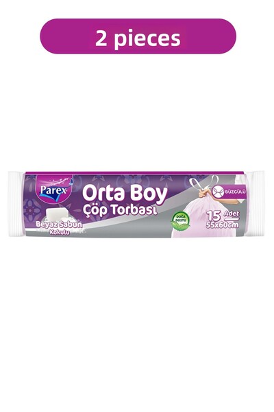 Parex Drawstring 15-Pack Garbage Bags White Soap Scented Medium Size 55 X 60 ...