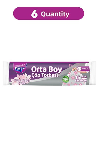 Parex Drawstring Garbage Bags Cherry Blossom Scented 15-Piece Medium Size 55 ...