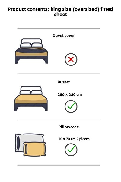 VAROL Fors Series Satin King Size Bed Sheet Set 120 Thread 100% Cotton