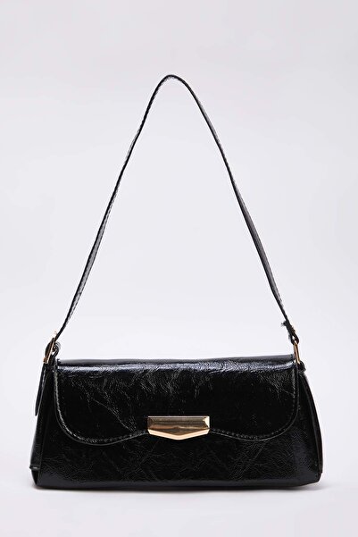 TRENDYOL SHOES Black Wrinkled Skin Women's Mini City Shoulder Bag Takaw26Oc00079