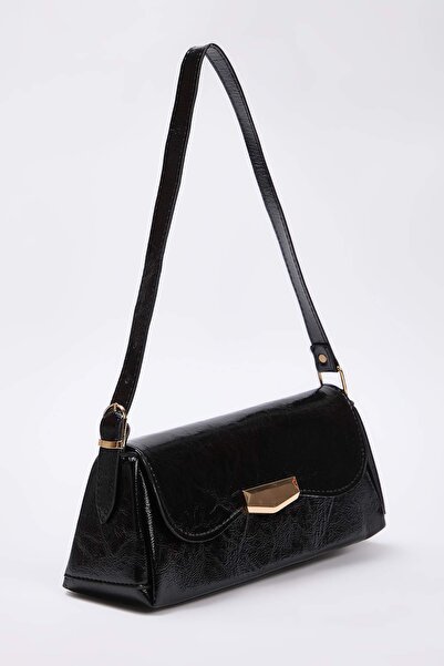 TRENDYOL SHOES Black Wrinkled Skin Women's Mini City Shoulder Bag Takaw26Oc00079