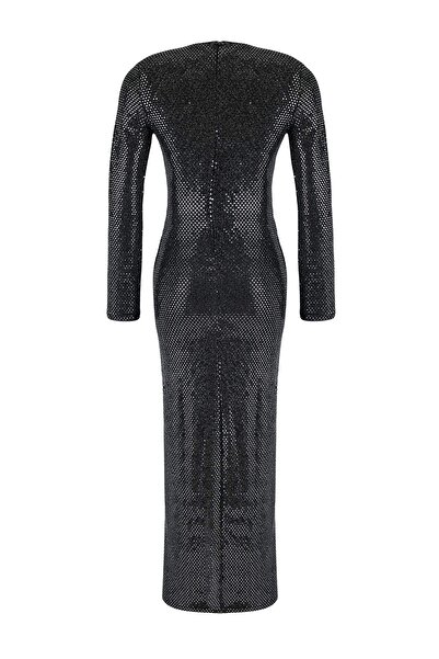 Trendyol Collection Gray Bodycon Sequin Midi Unlined Party Dress Tpraw26El00123
