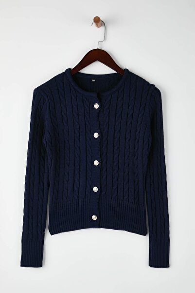 Trendyol Collection Navy Blue-Ecru 2-Piece Fitted/Bodycon Double Pack Knitwear Cardigan Twoaw26Hi00218