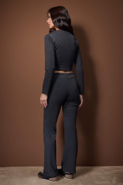 Trendyol Collection Anthracite Knitted Bottom - Top Set Twoaw26Au00008