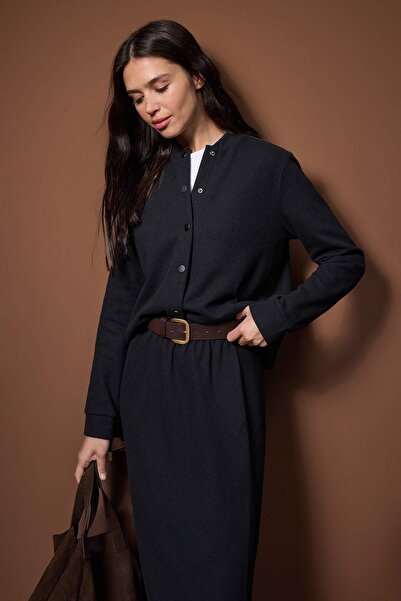 Trendyol Modest Black Regular Thessaloniki Plain Knitted Hijab Bottom - Top Set Tctaw26Us00050