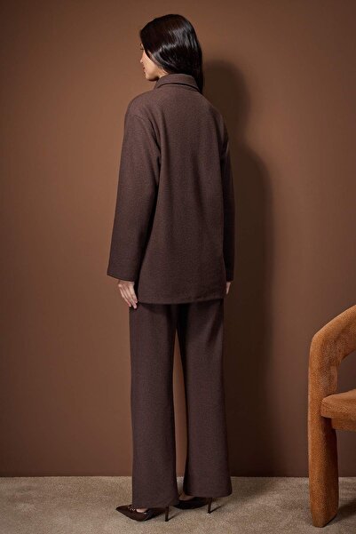 Trendyol Modest Brown Regular Thessaloniki Plain Knitted Hijab Bottom - Top Set Tctaw26Us00061