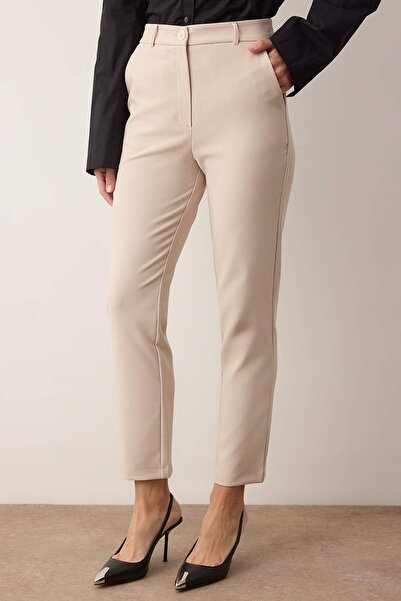 Trendyol Collection Light Beige Basic Cigarette Narrow Leg Woven Fabric Pants Twoss19St0038