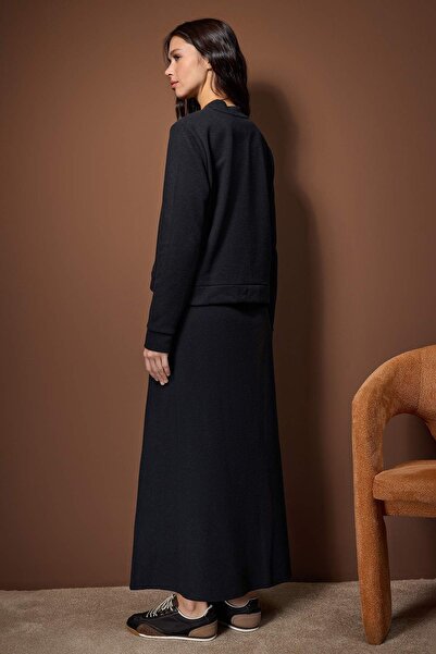 Trendyol Modest Black Regular Thessaloniki Plain Knitted Hijab Bottom - Top Set Tctaw26Us00050