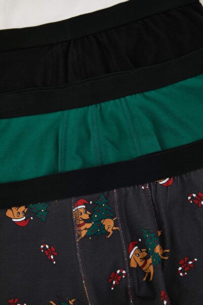 Trendyol Collection 3-Piece Multi-Colored Patterned-Solid Mix Boxer Tmnaw25Ts00005