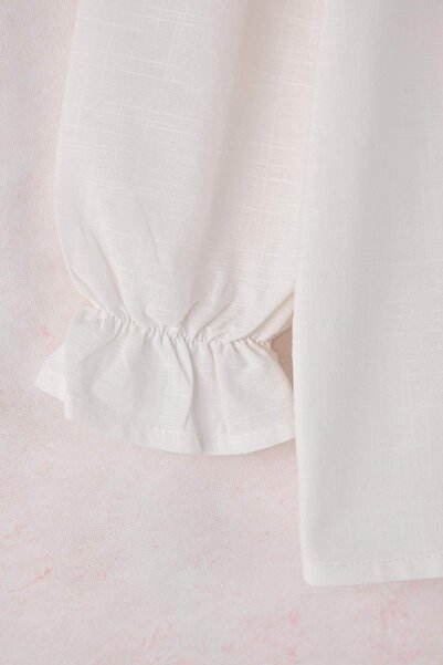 TRENDYOLKIDS Bílá dívčí kojenecká klopová tkaná košile Tkdaw25Go00012