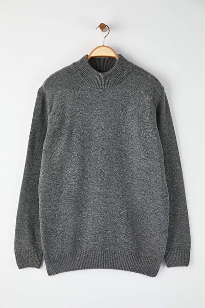 Trendyol Collection Anthracite*001 Relaxed Mock Neck Plain Sweater Tmnaw26Kz00013