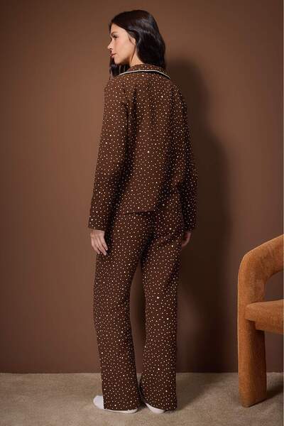 Trendyol Collection Brown Heart Muslin Woven Pajama Set Thmaw26Pt00110