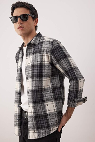 Trendyol Collection Black Regular Men's Shirt Tmnaw26Go00037