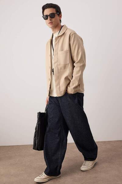 Trendyol Collection Beige Regular Men's Coat Tmnaw26Mo00033