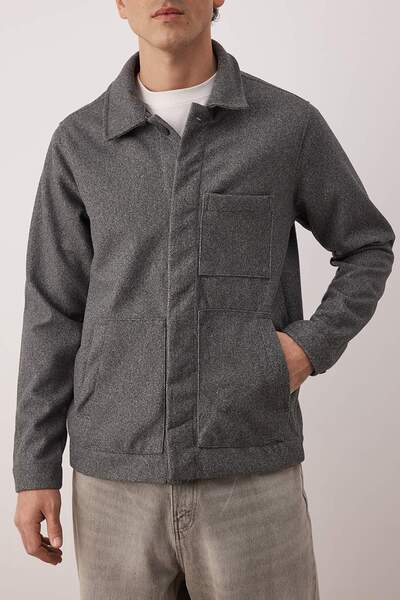 Trendyol Collection Anthracite Regular Men's Coat Tmnaw26Mo00033