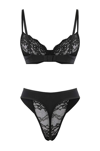 Trendyol Collection Black Micro Lace Flat Capless Underwear Set Thmaw26Cc00006